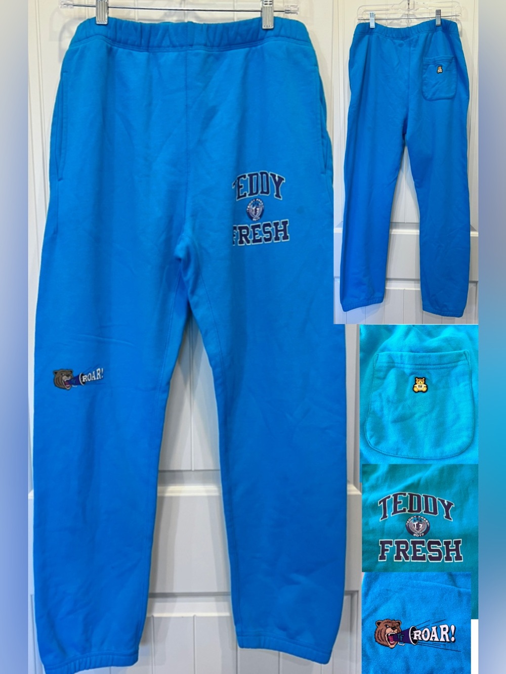 Teddy Fresh Fleece Joggers Pockets Elastic Tie Waist Unisex Sz Small